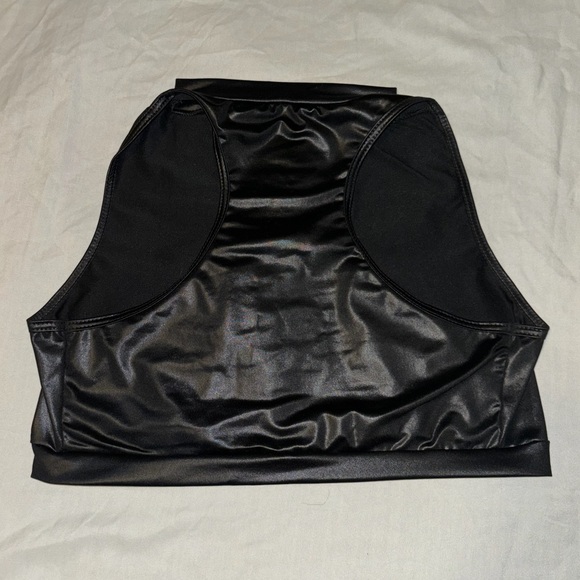 YANDY- Black matching faux leather crop top and panty - Picture 7 of 8